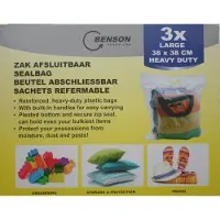 Benson Huishoud zak afsluitbaar 3 Stuks Large (38 x 38 cm)