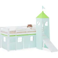 Homestyle4u Hoogslaper - 90x200 cm - groen - met glijbaan