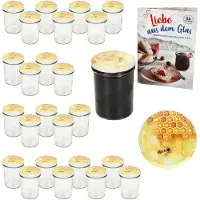 MamboCat Set van 25 stuks sturzglas 230 ml HOCH To 66 honing-deksel incl. Diamant Gelierzauber receptenboek