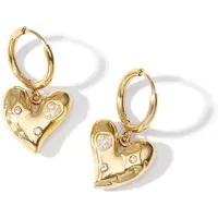 Yehwang Lucky to Have You oorbellen- hart met steentjes- goudkleur