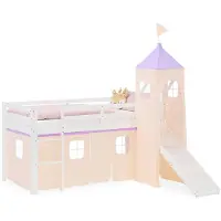 Homestyle4u Hoogslaper - 90x200 cm - perzik - met glijbaan