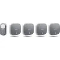 Thomson 513134-4 draadloze deurbel met kinetische knop en 4 batterij gevoede ontvangers - met batterijloze knop