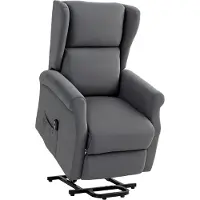 HOMCOM Elektrische TV-stoel met relaxfunctie, afstandsbediening, linnenlook relaxfauteuil, zijvak voor woonkamer, donkergrijs