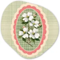 MuchoWow Organische wanddecoratie 60x60 cm - Organisch schilderij Bloemen - Illustratie - Geruit - Groen - Muurdecoratie woonkamer - Kamer decoratie - Schilderijen - Muurcirkel aesthetic