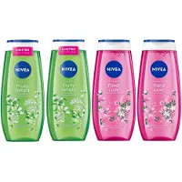 Nivea Douchegel – Try Out - Fruity Delight & Floral Love - Voordeelverpakking 4 x 250 ml - Lelietjes van Dalen en Oriëntaalse Bloemen