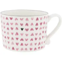 Bastion Collections koffiekop 10x8x7cm wit / roze 'rose hearts all over'
