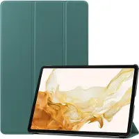 Ntech Samsung Tab S8 Plus hoes Book Case Smart Cover Donker Groen - Samsung Galaxy Tab S8 Plus hoes - Samsung Tab S7 FE hoes bookcase - Tab S7 plus hoes Trifold hoes -Tablet Hoes 12.4 Inch