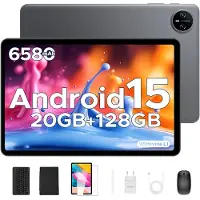 Doogee Tab A9 Pro VIP - Android 15 - Tablet met toetsenbord - 10 inth HD 4GB RAM + 128GB ROM (2TB TF) - 6580mAh - Face ID - 5G WiFi - Bluetooth 5.0 - Grijs