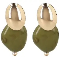 Manfield Gouden statement oorbellen met groene knopen | Maat adult