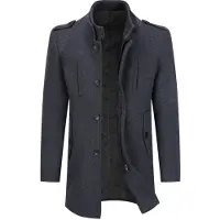 Allthemen Heren Wollen Winterjas met Opstaande Kraag - Kort Gevoerd Winterjack - XL