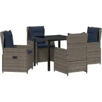 vidaXL Tuin Eettafel Set met kussen 5 pcs Grijs Poly rattan