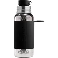 Pura Thermos Sportfles 475 ml - Thermoskan - Thermosbeker - Plasticvrij - Met Dubbele Wand - Inclusief Sportdop en Sportsleeve - Top is Verwisselbaar - Zwart