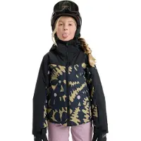 Roxy - Kinder ski jassen - Free Jet Block Girl Jacket Fennel Seed Big Flower Rg voor Unisex - Kindermaat 12 jaar - Zwart