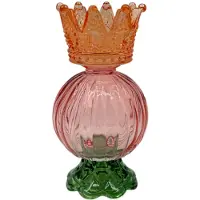 Mansion Atmosphere Kandelaar met kroon oranje 8x15,5cm oranje Glas Kandelaar