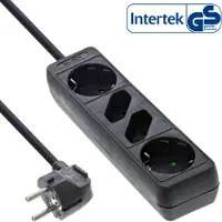 InLine Stekkerdoos met 4 contacten (2+2) / zwart - 1,5 meter