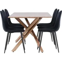 Ebuy24 Piazza eethoek tafel 90x180cm en 6 velours stoelen mocca.