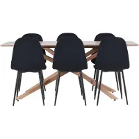 Ebuy24 Piazza eethoek tafel 90x180cm en 6 velours stoelen mocca.