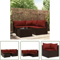 The Living Store Loungeset The Living Store Bruine Hoekbank - 63 x 63 x 57.5 cm - PE-rattan