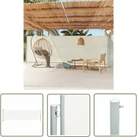 The Living Store Zijscherm Verticaal - Polyester - 180 x (0-600) cm - Crème - Montage vereist