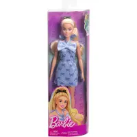 Barbie Pop - Pop met Blond Haar en Blauw Halterjurkje met strik - Modepop