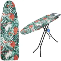 Kadax Strijkplankhoes met trekkoord, strijkplankovertrek van katoen, strijkplankhoes voor stoomstrijkijzer, vervangende strijkplankhoes met sponsvulling (Flamingos 148 x 52 cm)