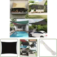 The Living Store Zonnezeil Rechthoekig 3.5 x 5 m - Zwart - PU-gecoat Oxford - Waterbestendig