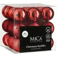 Mica Decorations Kerstballen Onbreekbaar 8 cm 27 Stuks Rood