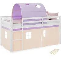 Homestyle4u Hoogslaper - 90x200 cm - Ros - met lattenbodem en tunnel