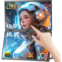 Uperfect E12 Dual Portable Monitor 18.5" Touch Screen 100Hz 100% sRGB Draagbaar Monitor Aanraakscherm with Stand & VESA Mount for Laptop/Switch/MacBook