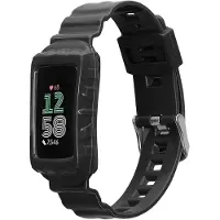 Kwmobile smartwatch bandje en bumper van silicone - geschikt voor Fitbit Charge 6 / Charge 5 - in zwart - Optimale bescherming