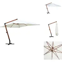 vidaXL Zwevende Parasol - Zwevende Parasol - 3x4m - Polyester - Wit - Parasol