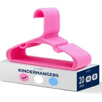 SereneLife Kinderhangers – 20-delige Set Kunststof Hangers voor Baby-, Peuter- & Newborn- Antislip & Ruimtebesparend - Roze