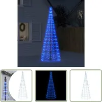 The Living Store LED-kerstboom aan vlaggenmast 550 LED's 300 cm blauw - Kerstversiering - Led Lampen - Buitenschilderij - Outdoor Lighting - Feestelijke Verlichting