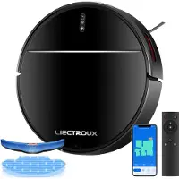 Liectroux M7S PRO – 2-in-1 Robotstofzuiger en Dweil – 4000Pa Sterke Zuigkracht – Slimme Gyroscopische Navigatie – Automatisch Hervatten – Geschikt voor Huisdieren & Tapijt – App & Alexa/Google - zwart