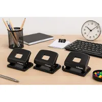 Esselte Perforator – Bundel van 3 – Zwart – Voor kantoor & school