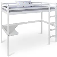 Homestyle4u hoogslaper - 90x200 cm - wit - met bureau