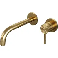 Brauer stripe inbouw wastafelmengkraan met gebogen uitloop en rozetten model a1 goud geborsteld pvd