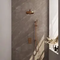 Brauer stripe thermostatische inbouw regendouche 3-weg rechthoekig set 19 met 25 cm douchekop en rechte muurarm en staaf handdouche en doucheslang en