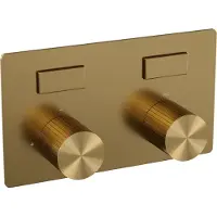 Brauer stripe 2-weg inbouwthermostaat met drukknoppen met in- en afbouwdelen goud geborsteld pvd