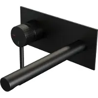 Brauer Stripe inbouw wastafelmengkraan met rechte uitloop en afdekplaat model A2 mat zwart