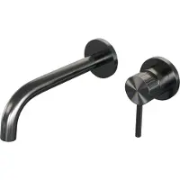 Brauer Stripe inbouw wastafelmengkraan met gebogen uitloop en rozetten model A1 gunmetal geborsteld PVD