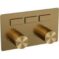 Brauer stripe 3-weg inbouwthermostaat met drukknoppen met in- en afbouwdelen goud geborsteld pvd