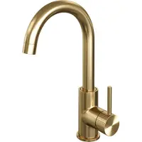 Brauer Stripe hoge opbouw wastafelmengkraan met draaibare ronde uitloop model A goud geborsteld PVD