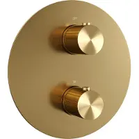 Brauer stripe 3-weg inbouwthermostaat rond met in- en afbouwdelen goud geborsteld pvd