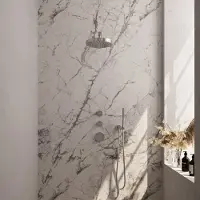 Brauer Stripe thermostatische inbouw regendouche SET 01 met 25 cm douchekop en rechte muurarm en staaf handdouche en doucheslang en wandaansluitbocht chroom