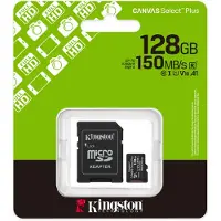 Kingston 128GB microSDXC Canvas Select Plus Gen3 150MB/s A1 Card + Adapter SD-kaart