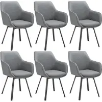TecTake Draaibare Eetkamerstoel - Bureaustoel - Gestoffeerd, Comfort en Stijl - Set van 6 Stoelen - Antraciet