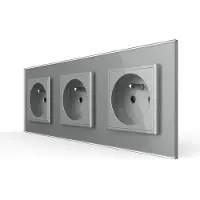 Livolo Wandcontactdoos | Grijs | 3-voudig Franse Stopcontact | .nl