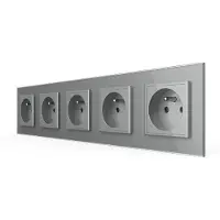 Livolo Wandcontactdoos | Grijs | 5-voudig Franse Stopcontact | .nl