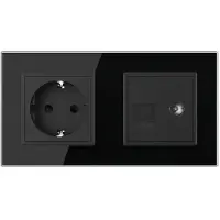 Livolo | Zwart | SR+SR | Wandcontactdoos | Telefoon | TV - Bekijk
